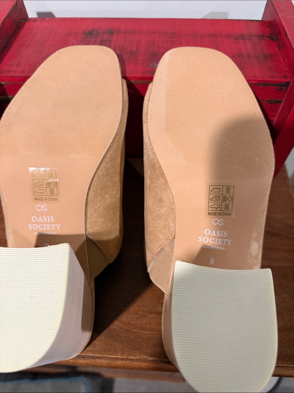 Oasis Society Tan Suede Slip-On Block Heel Mules - Picture 3 of 3